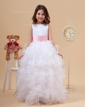 Elegant White Floor-length A-line First Communion / Pageant Dress