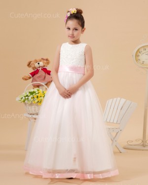 UK Best Ivory Floor-length A-line First Communion / Flower Girl Dress