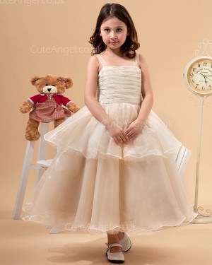 UK Stunning Champagne Ankle Length A-line Flower Girl / DressPageant Dress