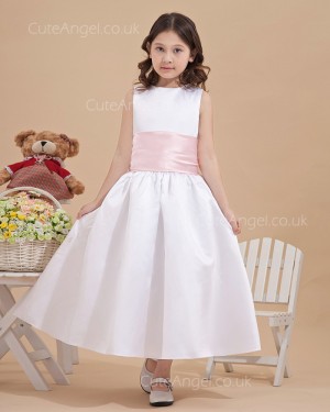Unique Ivory Ankle Length A-line Girl Dresses with Big Bowknot