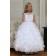 Girls Dress Style 061318 White Floor-length Tiered , Bowknot , Beading Bateau A-line Dress in Choice of Colour