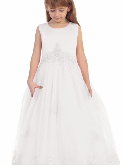 Girls Dress Style 060418 Ivory Floor-length Lace Bateau A-line Dress in Choice of Colour
