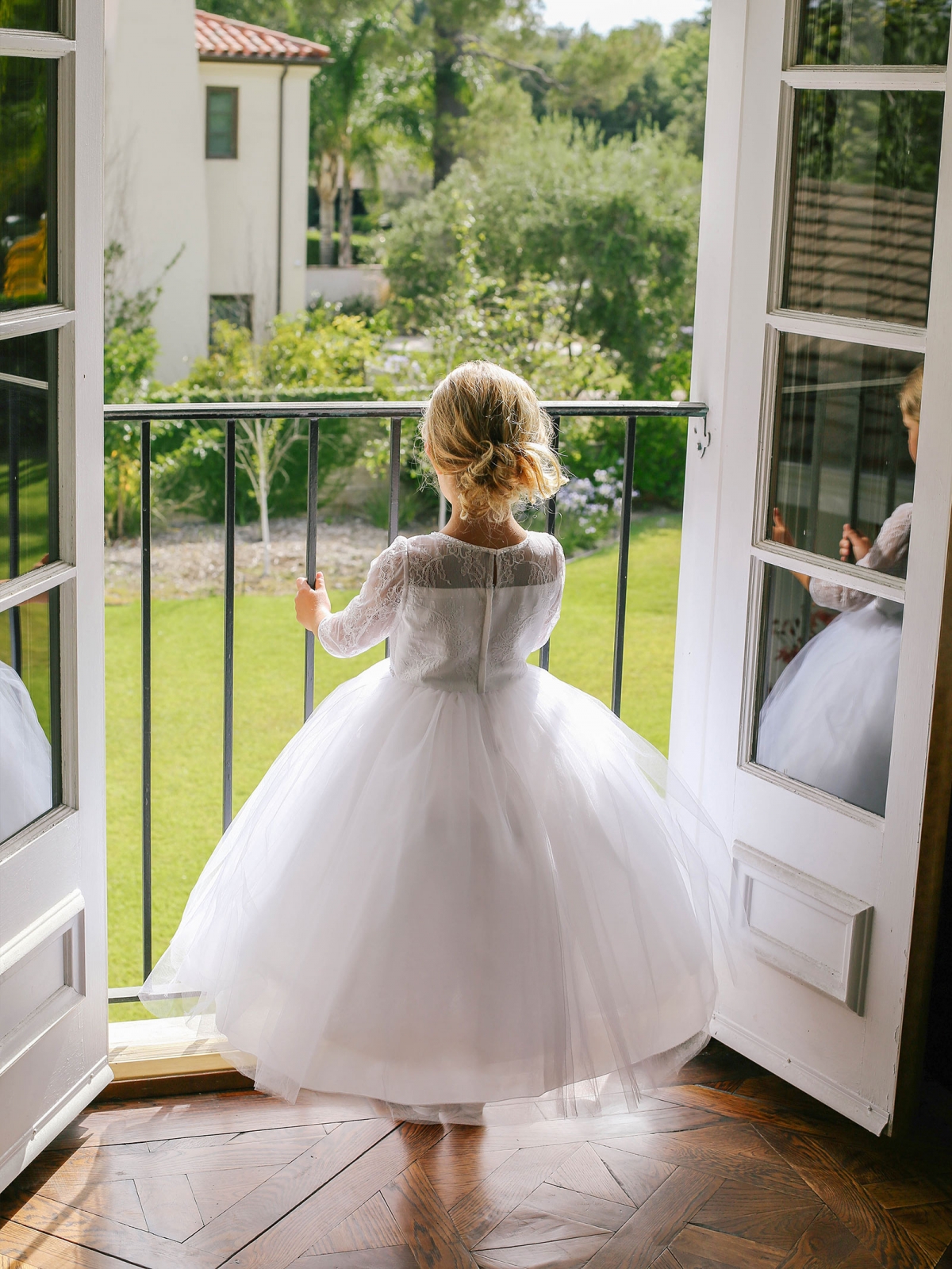 Girls Dress Style 060918 White Floor-length Beading Bateau A-line Dress in Choice of Colour