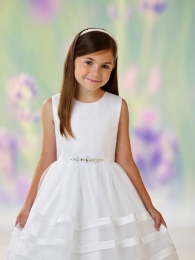 Girls Dress Style 0610018 Ivory Tea-length Beading Round A-line Dress in Choice of Colour