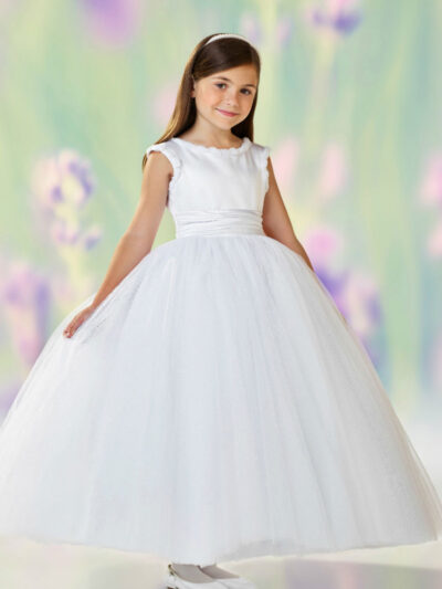 Girls Dress Style 0610118 Ivory Ankle Length Bowknot Bateau A-line Dress in Choice of Colour