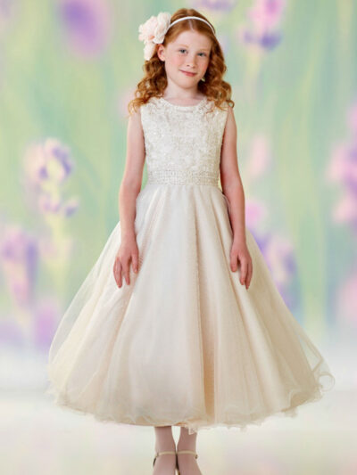 Girls Dress Style 0610318 Champagne Ankle Length Beading , Applique Bateau A-line Dress in Choice of Colour