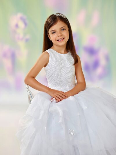 Girls Dress Style 0610518 Ivory Floor-length Beading Bateau A-line Dress in Choice of Colour