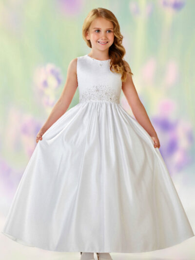 Girls Dress Style 0610618 Ivory Floor-length Beading Round A-line Dress in Choice of Colour