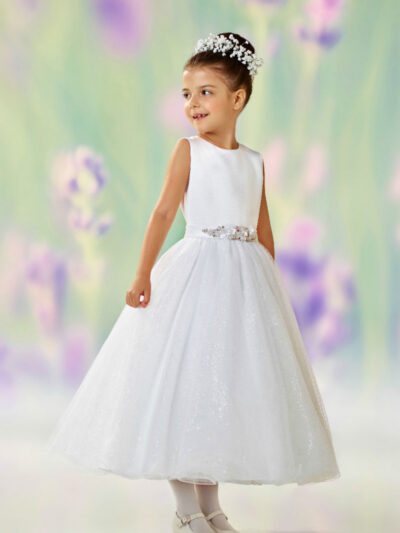 Girls Dress Style 0610918 Ivory Ankle Length Hand Made Flower Round A-line Dress in Choice of Colour