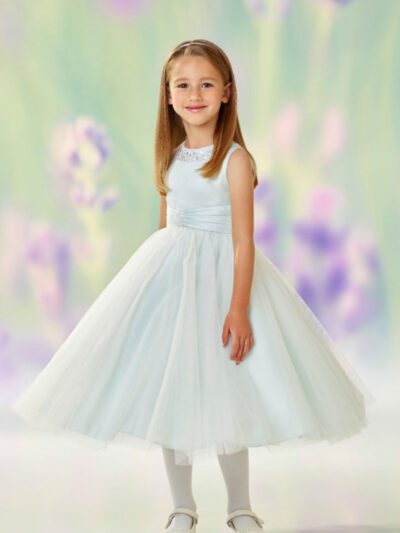 Girls Dress Style 0611418 Ivory Tea-length Beading Round A-line Dress in Choice of Colour