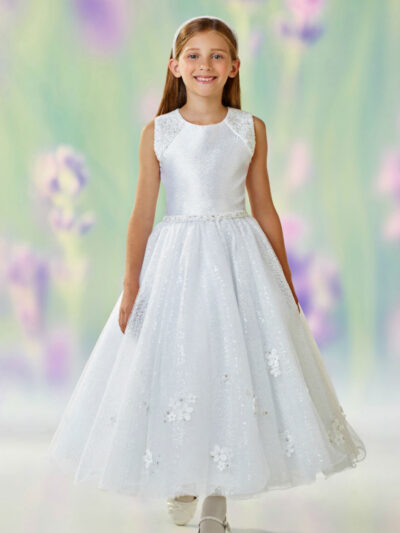 Girls Dress Style 0611518 Ivory Ankle Length Beading Round A-line Dress in Choice of Colour