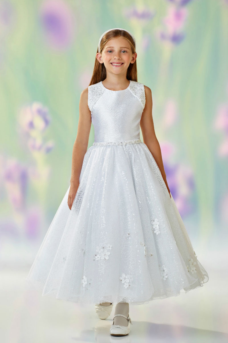 Girls Dress Style 0611518 Ivory Ankle Length Beading Round A-line Dress in Choice of Colour