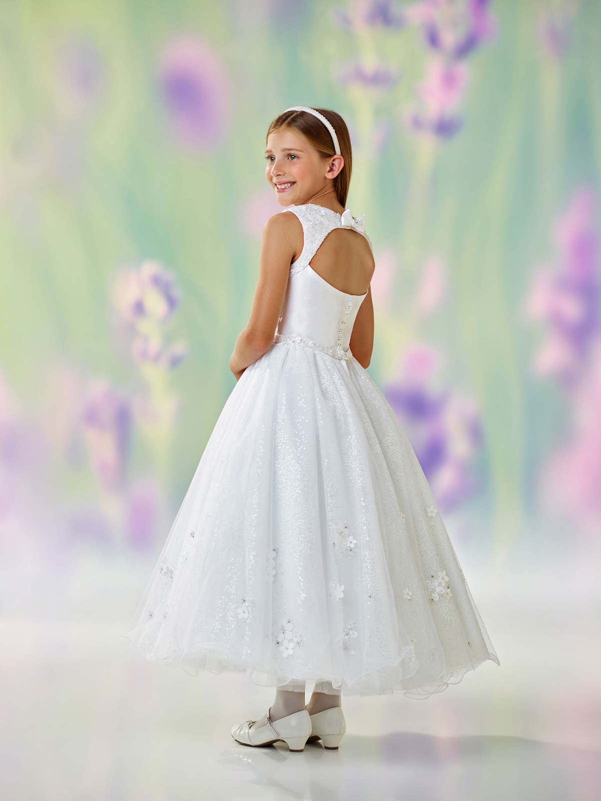 Girls Dress Style 0611518 Ivory Ankle Length Beading Round A-line Dress in Choice of Colour