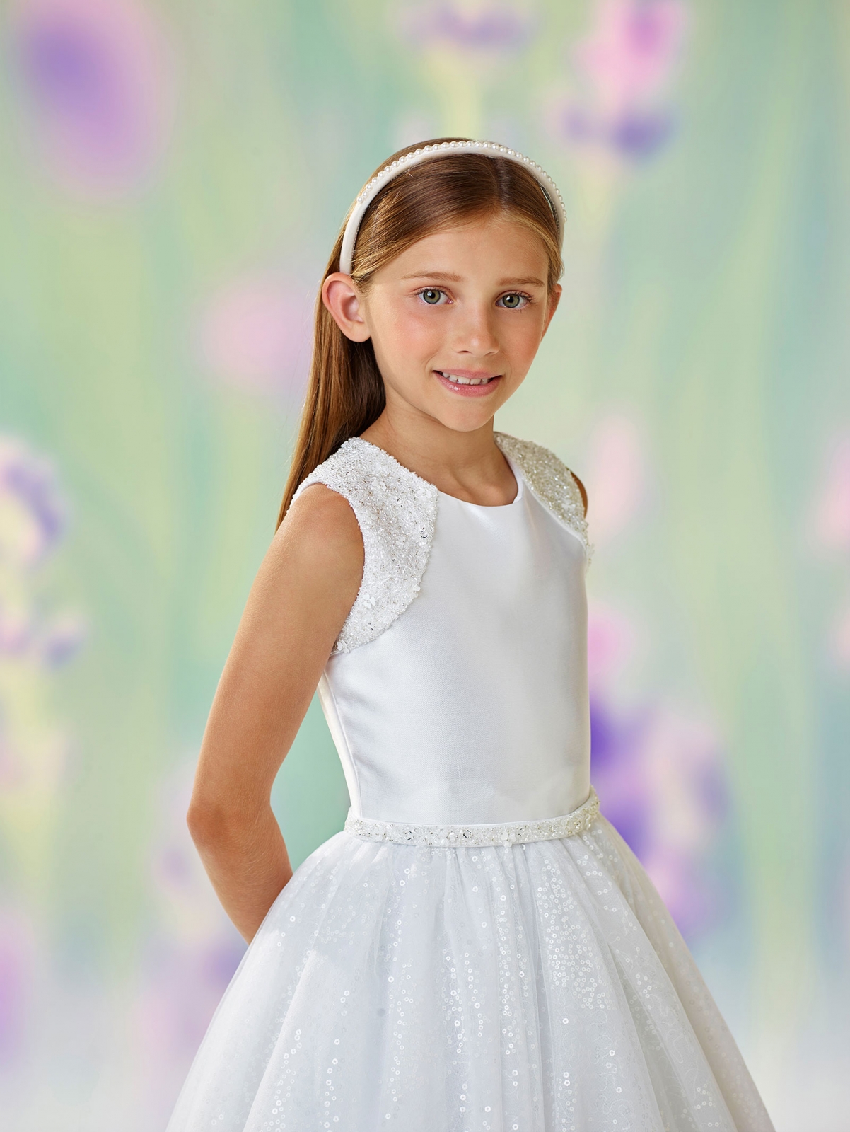 Girls Dress Style 0611518 Ivory Ankle Length Beading Round A-line Dress in Choice of Colour