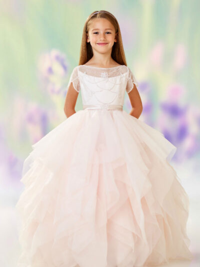 Girls Dress Style 0611618 Candy Pink Floor-length Tiered Bateau A-line Dress in Choice of Colour