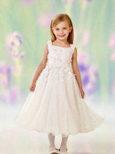 Girls Dress Style 0612018 Ivory Tea-length Hand Made Flower V-neck A-line Dress in Choice of Colour Girls Dress Style 0612018 Ivory Tea-length Hand Made Flower V-neck A-line Dress in Choice of Colour