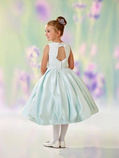 Girls Dress Style 0612318 Ivory Tea-length Beading Round A-line Dress in Choice of Colour