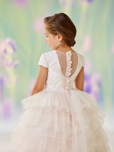 Girls Dress Style 0612818 Ivory Tea-length Lace , Tiered Round Ball Gown Dress in Choice of Colour Girls Dress Style 0612818 Ivory Tea-length Lace , Tiered Round Ball Gown Dress in Choice of Colour