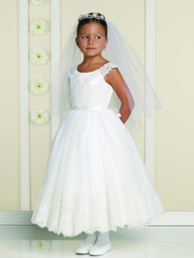 Girls Dress Style 0613418 Ivory Ankle Length Lace Bateau A-line Dress in Choice of Colour