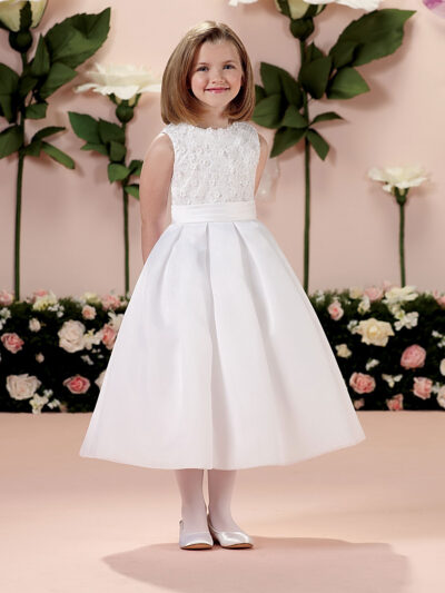 Girls Dress Style 0613818 Ivory Tea-length Hand Made Flower Bateau A-line Dress in Choice of Colour