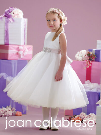 Girls Dress Style 0614018 Ivory Tea-length Beading Round A-line Dress in Choice of Colour