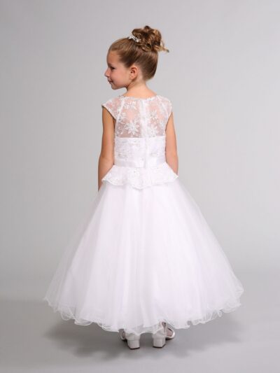 Girls Dress Style 0614318 White Ankle Length Lace , Beading Bateau A-line Dress in Choice of Colour