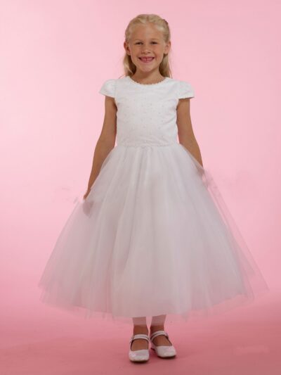 Girls Dress Style 0615218 Ivory Ankle Length Beading Round A-line Dress in Choice of Colour