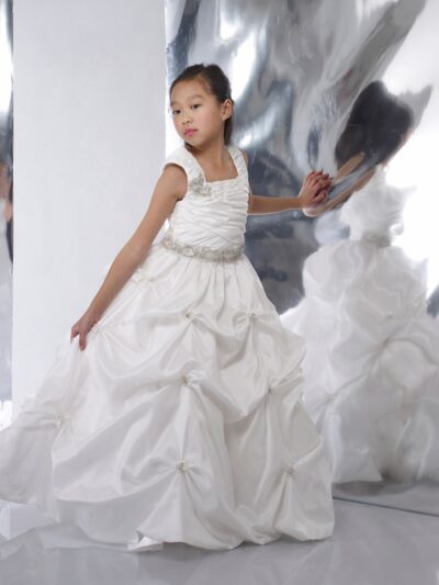 Girls Dress Style 0615718 Ivory Beading Square A-line Dress in Choice of Colour