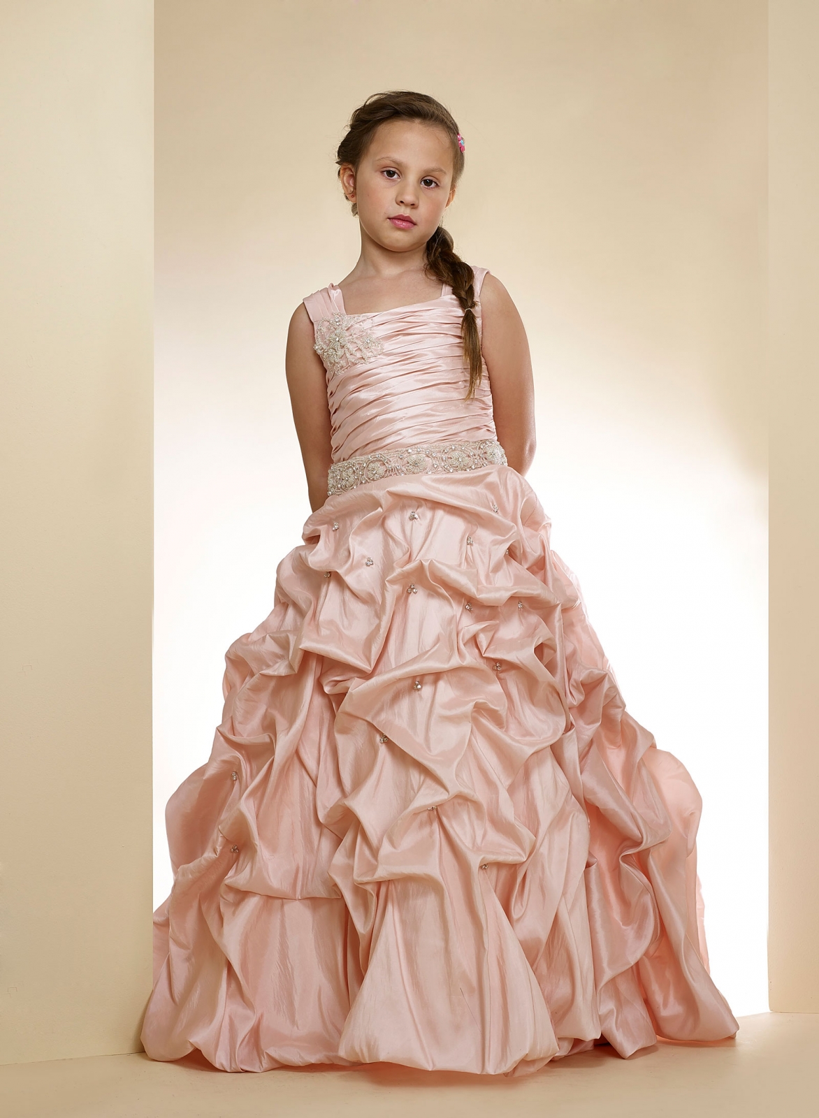 Girls Dress Style 0615718 Ivory Beading Square A-line Dress in Choice of Colour