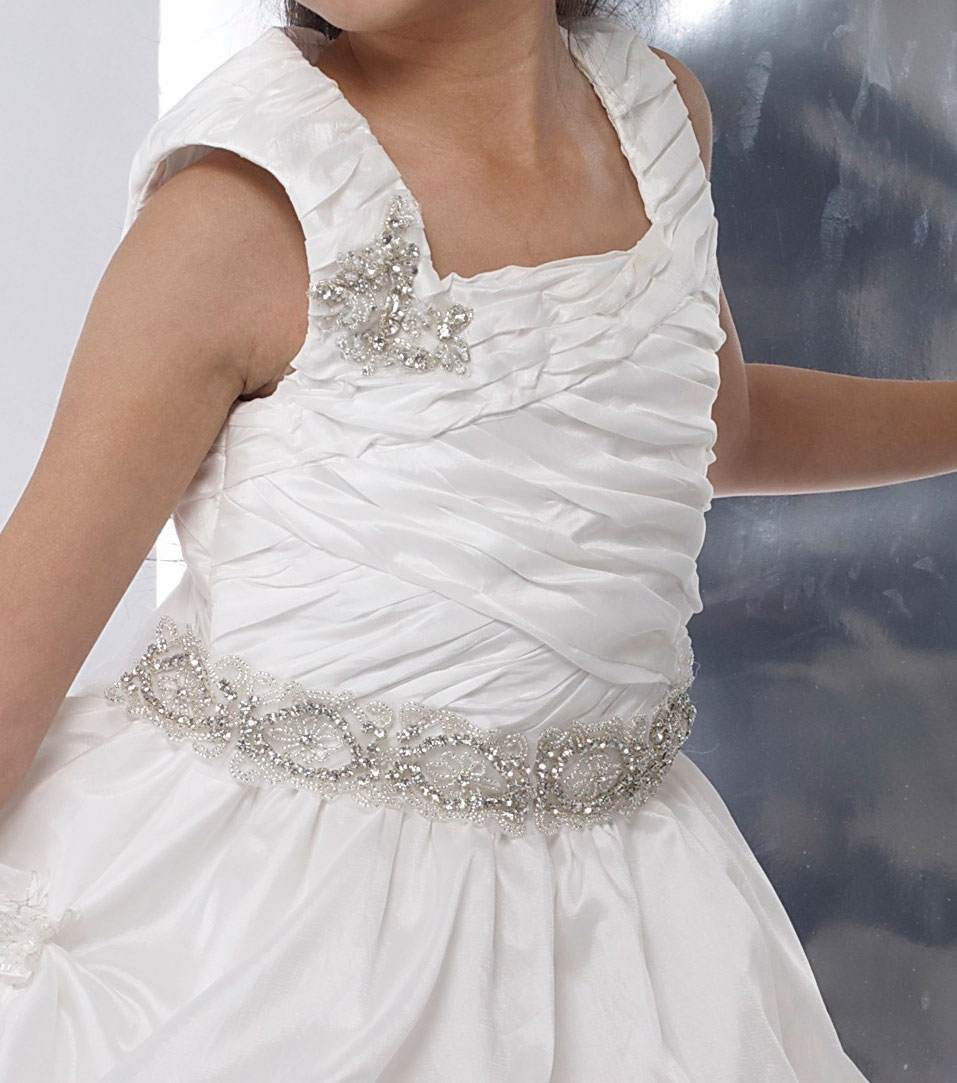 Girls Dress Style 0615718 Ivory Beading Square A-line Dress in Choice of Colour