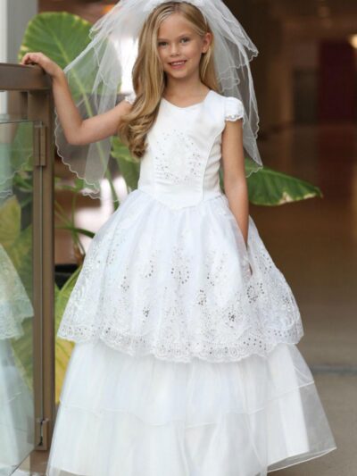 Girls Dress Style 061618 Ivory Floor-length Lace Bateau A-line Dress in Choice of Colour