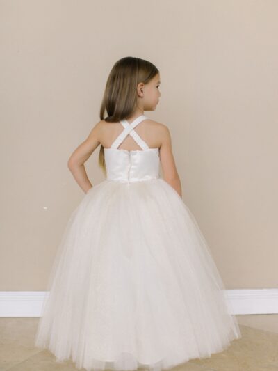 Girls Dress Style 0616218 White Floor-length Beading Square Ball Gown Dress in Choice of Colour