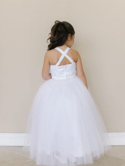 Girls Dress Style 0616318 White Floor-length Beading Square Ball Gown Dress in Choice of Colour