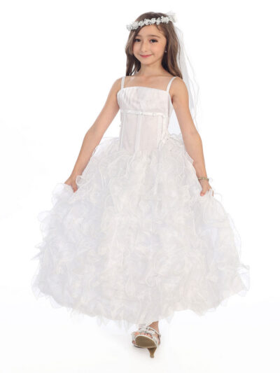 Girls Dress Style 0616418 Ivory Floor-length Crystal Square Ball Gown Dress in Choice of Colour
