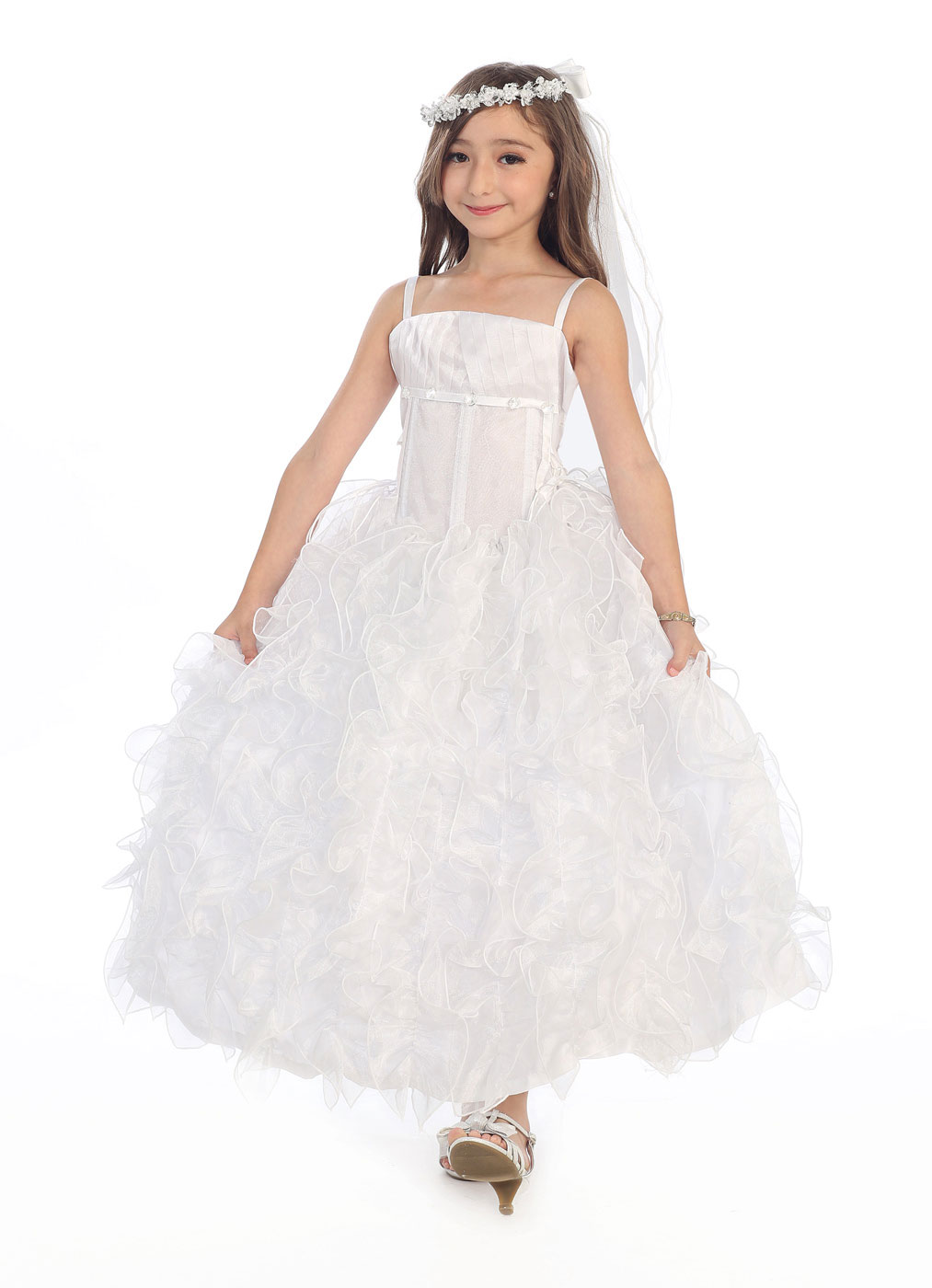 Girls Dress Style 0616418 Ivory Floor-length Crystal Square Ball Gown Dress in Choice of Colour