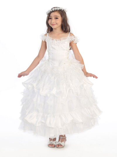 Girls Dress Style 0616618 Ivory Ankle Length Layers Bateau Ball Gown Dress in Choice of Colour