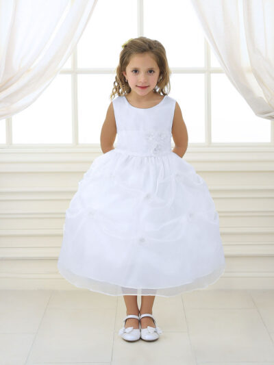 Girls Dress Style 0617018 Ivory Ankle Length Hand Made Flower Bateau A-line Dress in Choice of Colour
