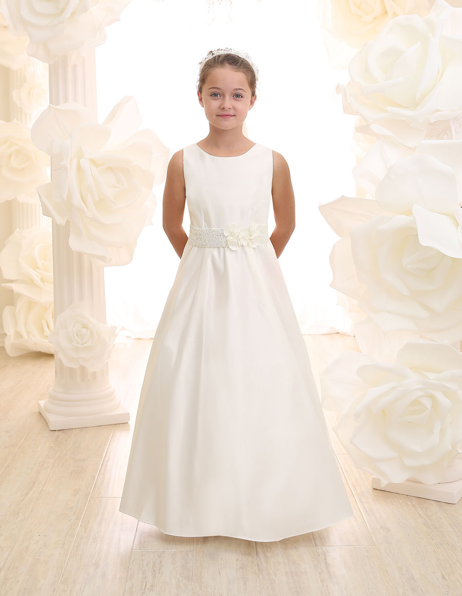 Girls Dress Style 0617118 Ivory Floor-length Hand Made Flower Bateau A-line Dress in Choice of Colour