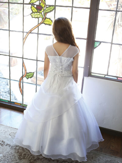 Girls Dress Style 061718 Ivory Floor-length Beading Bateau A-line Dress in Choice of Colour