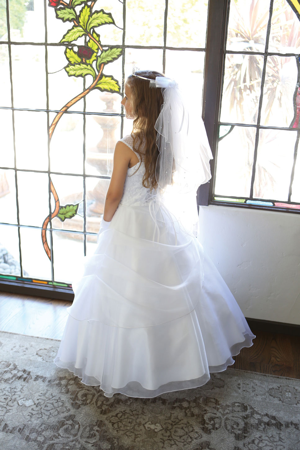 Girls Dress Style 061718 Ivory Floor-length Beading Bateau A-line Dress in Choice of Colour