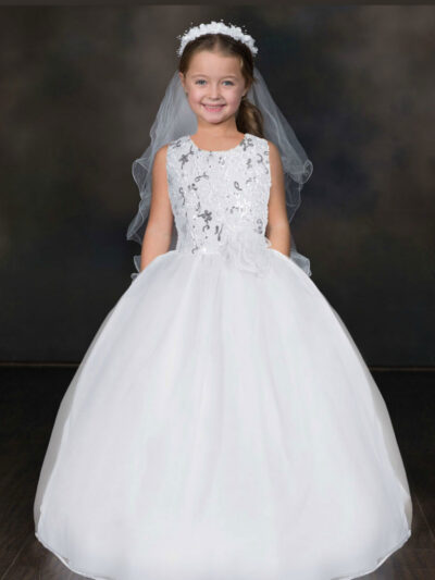Girls Dress Style 0617218 Ivory Floor-length Applique Round A-line Dress in Choice of Colour