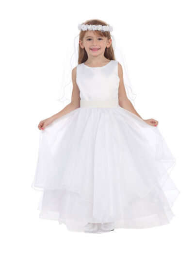 Girls Dress Style 0617318 Ivory Floor-length Belt Bateau A-line Dress in Choice of Colour
