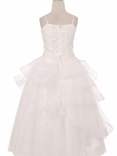 Girls Dress Style 0617418 Ivory Floor-length Beading V-neck A-line Dress in Choice of Colour