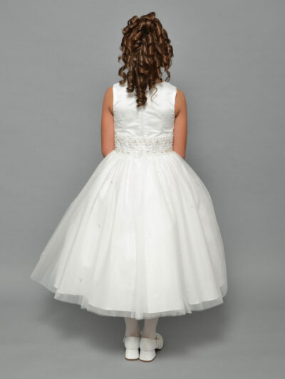 Girls Dress Style 0617918 Ivory Tea-length Beading Round A-line Dress in Choice of Colour