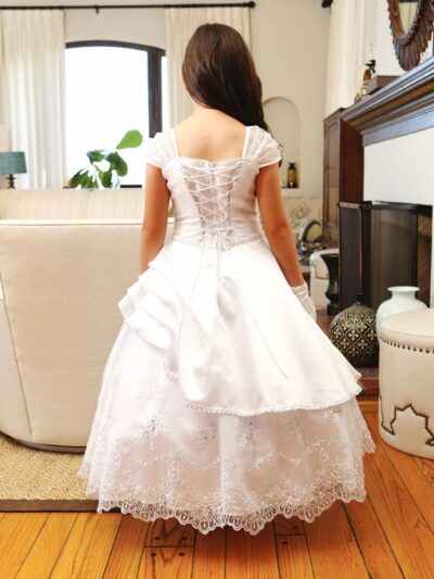 Girls Dress Style 061818 Ivory Floor-length Lace , Beading Bateau A-line Dress in Choice of Colour