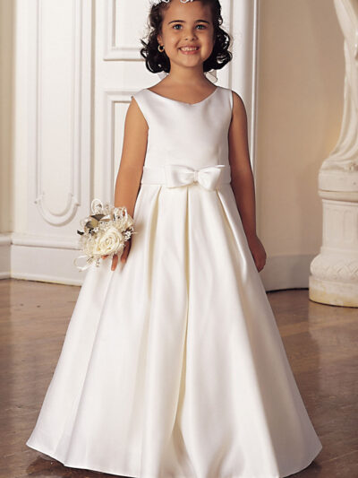 Girls Dress Style 0618318 Ivory Floor-length Bowknot Bateau A-line Dress in Choice of Colour