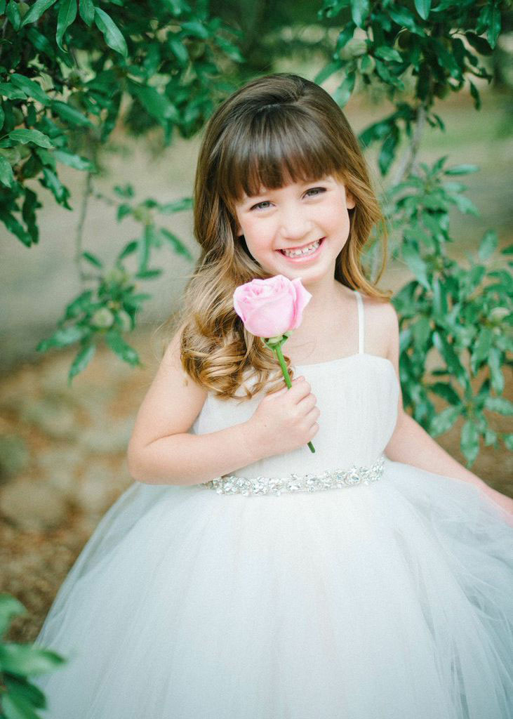 Girls Dress Style 0618618 Ivory Tea-length Beading Bateau A-line Dress in Choice of Colour