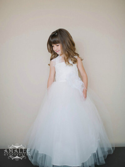 Girls Dress Style 0618818 White Floor-length Hand Made Flower Square A-line Dress in Choice of Colour