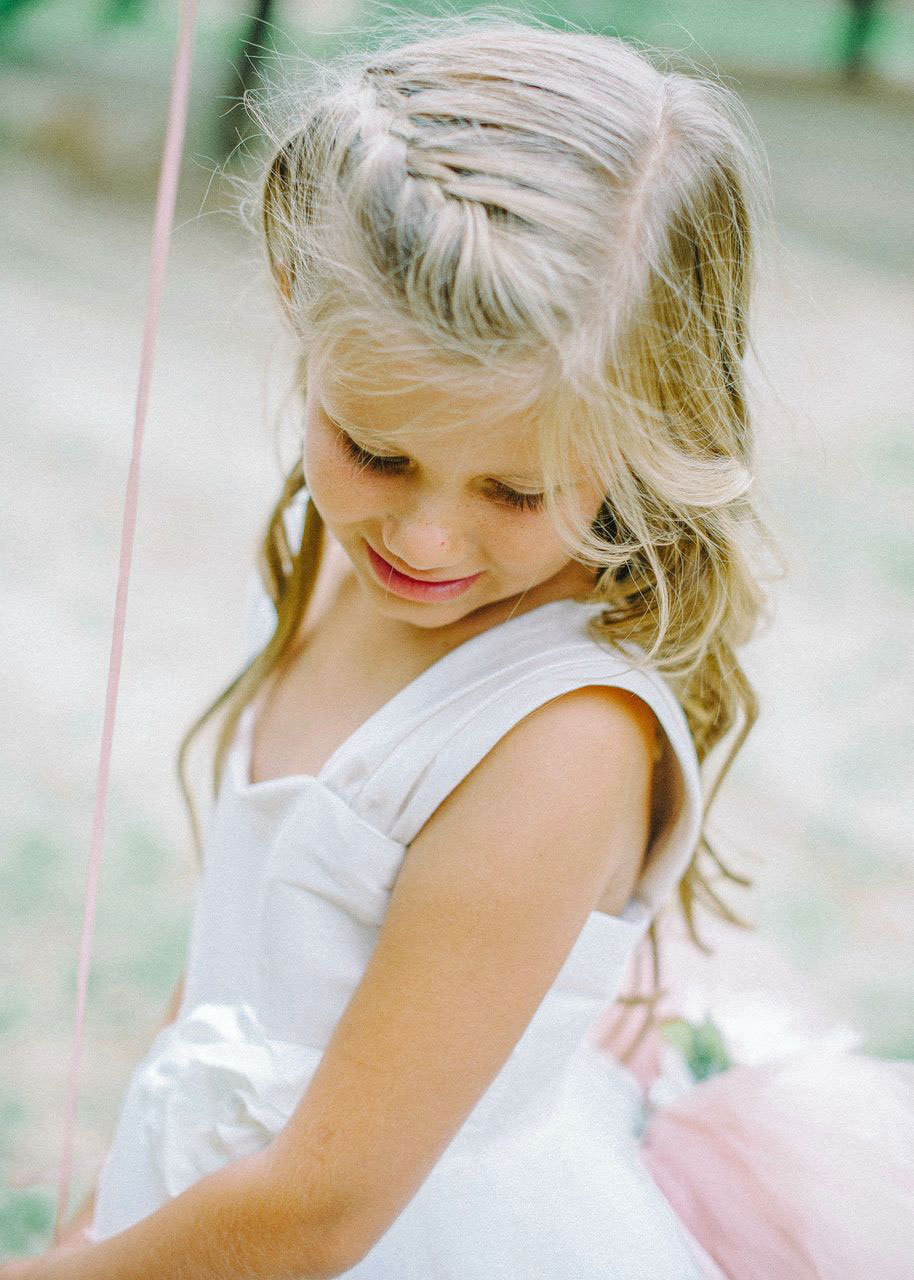 Girls Dress Style 0618918 Ivory Floor-length Hand Made Flower V-neck Ball Gown Dress in Choice of Colour