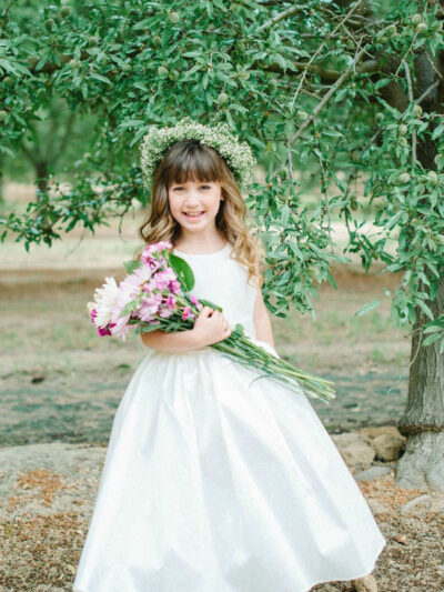 Girls Dress Style 0619018 Ivory Floor-length Lace , Bowknot Bateau A-line Dress in Choice of Colour